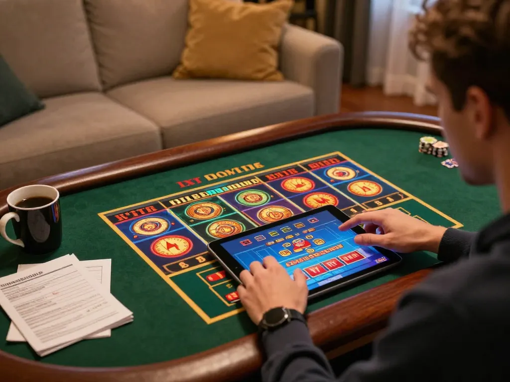 Engaging in exciting gameplay on five88 com platform with tablet, showcasing the vibrant online casino experience.