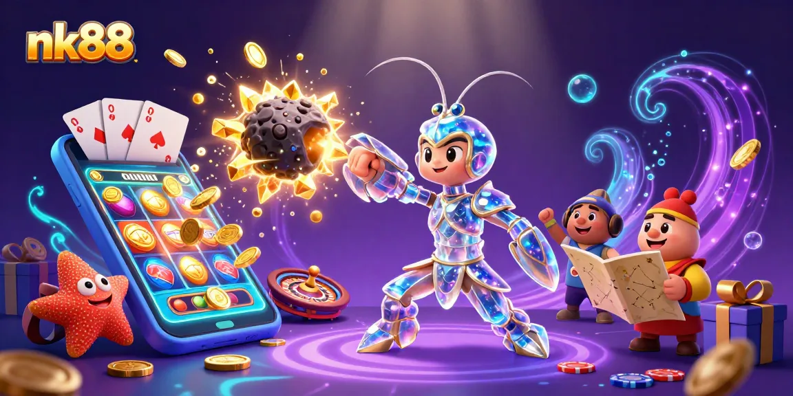 Experience thrilling gameplay with nk88's vibrant illustration of online casino excitement.