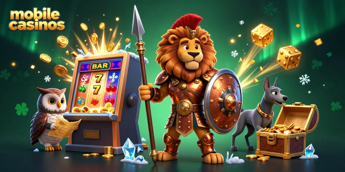 Experience thrilling mobile casinos with 3D cartoon characters celebrating a big jackpot.