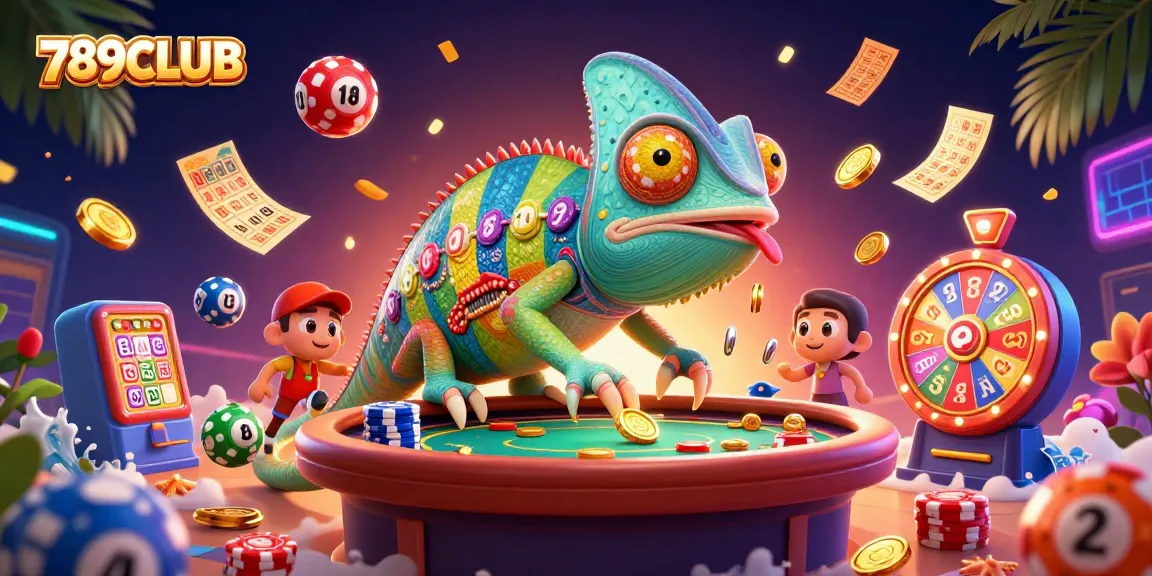 Experience thrilling wins at 789CLUB with vibrant casino elements raining down in a colorful 3D scene.