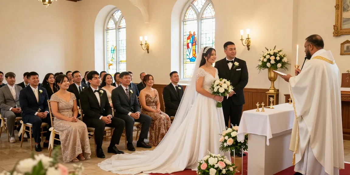 Religious wedding ceremony at a beautiful venue showcasing rokok88's elegant settings.