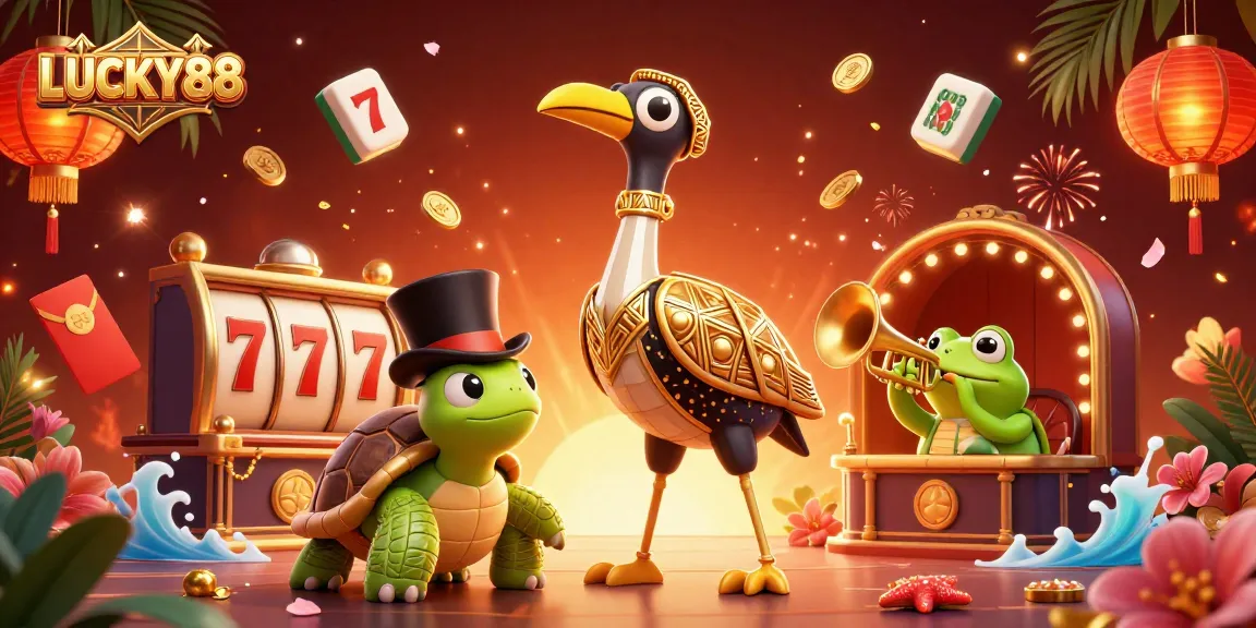 Spin to win big with LUCKY88 in a vibrant slot game scene featuring unique characters.