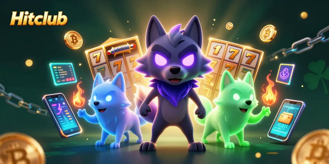 Hitclub engages players with exciting slot games surrounded by vibrant digital elements and ghostly companions.