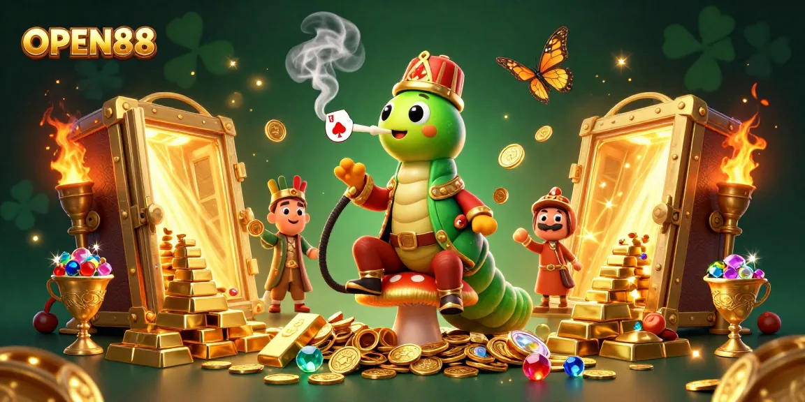 Experience thrilling bets at OPEN88 with a whimsical 3D casino illustration showcasing unique characters and dynamic game elements.