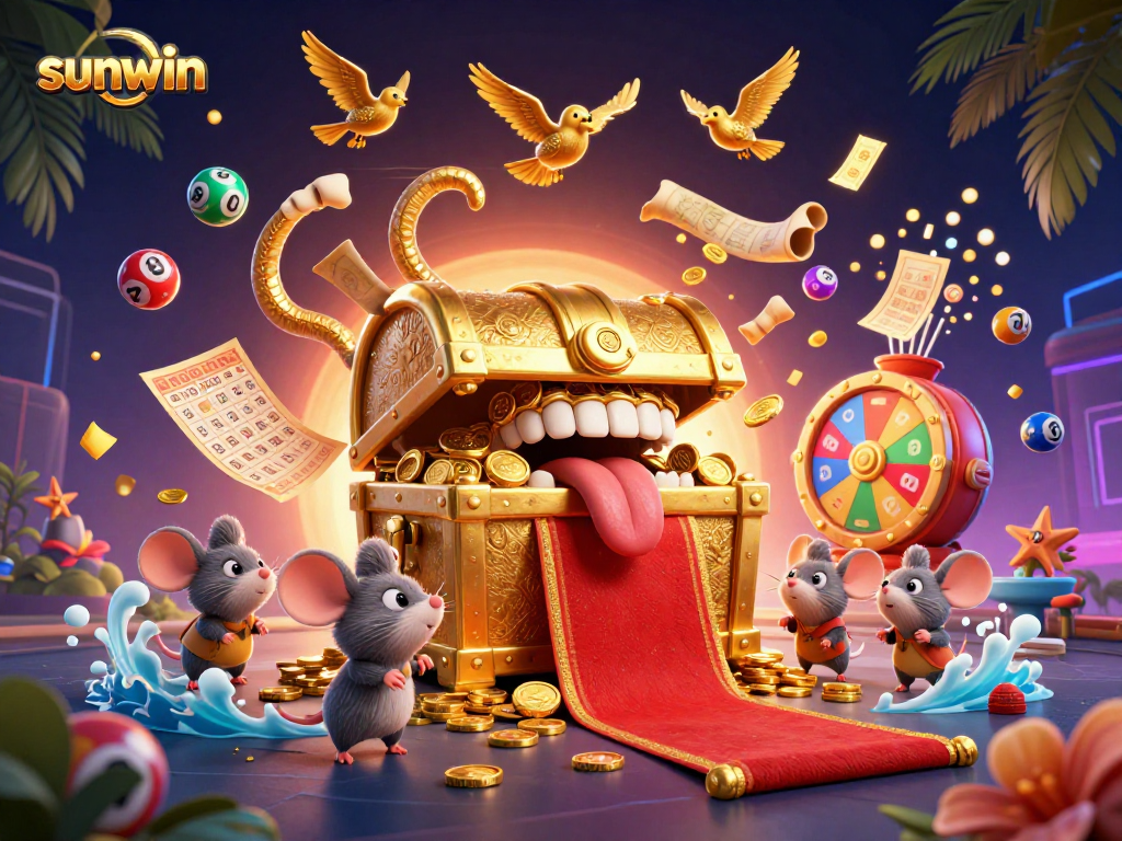 Experience thrilling wins with sunwin in this vibrant lottery-themed 3D illustration.