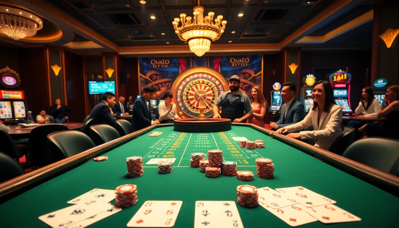 Exciting poker action at OK8386 casino, featuring a luxurious table and vivid gambling atmosphere.