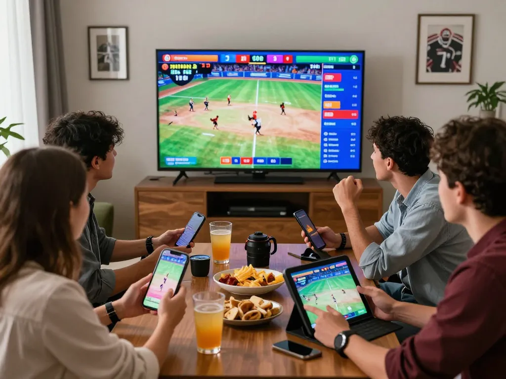 Exciting online betting at https://bj388.my with friends enjoying live cockfighting matches in a modern setting.