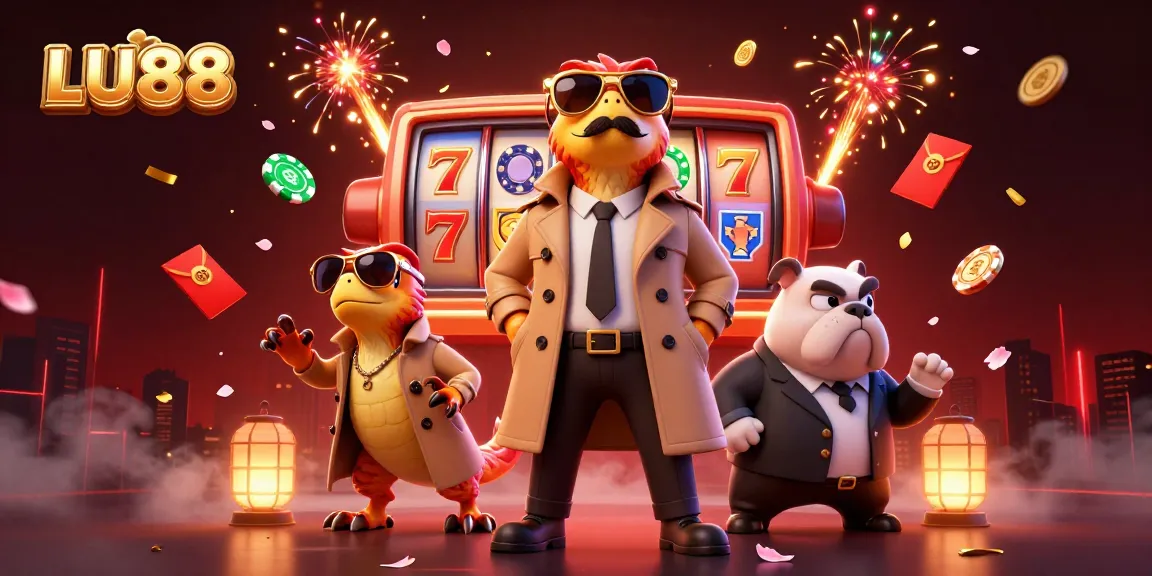 LU88 showcases a humorous scene with raptors trying to enter a casino, highlighting gaming elements.