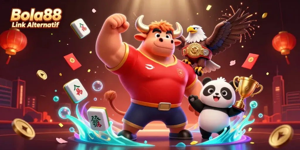 Engage with the exciting Bola88 Link Alternatif, showcasing a dynamic victory celebration in an interactive gambling scene.