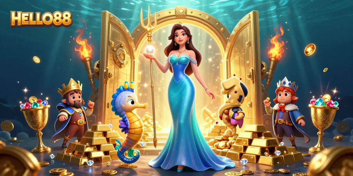 Experience thrilling gameplay with HELLO88, featuring a stunning underwater casino scene.