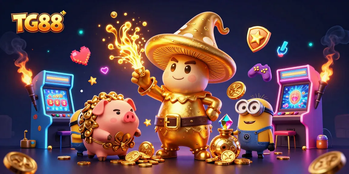 Transform your gaming luck with TG88's golden wizard, treasure hunting, and vibrant slot elements.