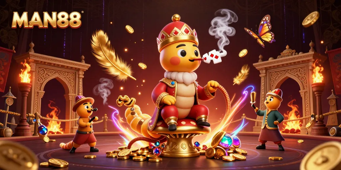 Experience the luxury of MAN88 with a lavish online gaming scene filled with vibrant casino elements.
