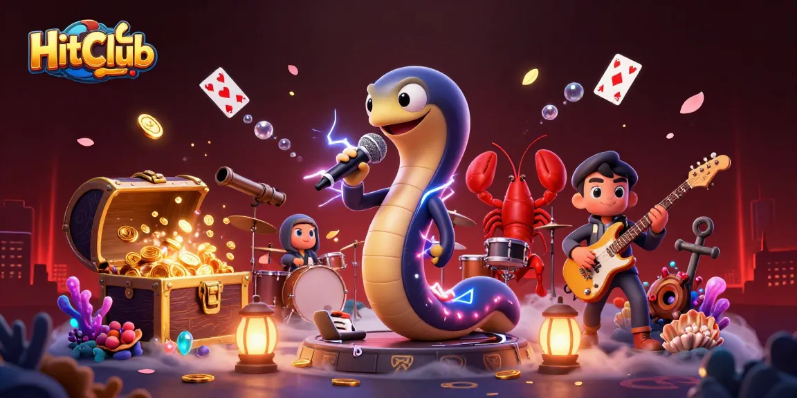 HitClub showcases an electrifying underwater casino scene with vibrant characters and game elements.