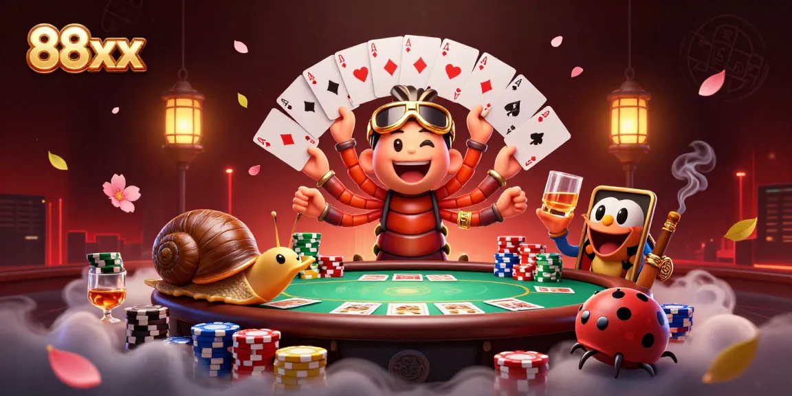 Engage in exciting casino action with 88xx as playful creatures bring vibrant game elements to life.
