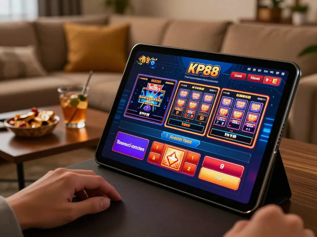 Engaging KP88 online gaming session on a tablet, showcasing live dealer gameplay.