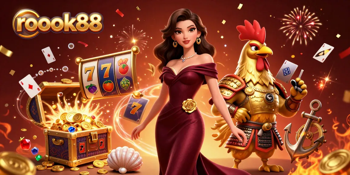 Experience thrilling gameplay with rokok88 as golden treasures overflow amidst vibrant slot symbols.