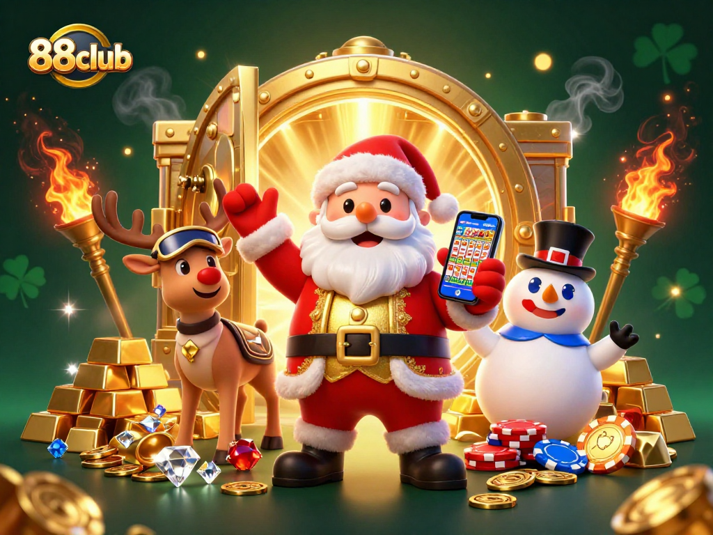 Spin and win at 88club with Santa, reindeer, and the snowman in a festive casino!