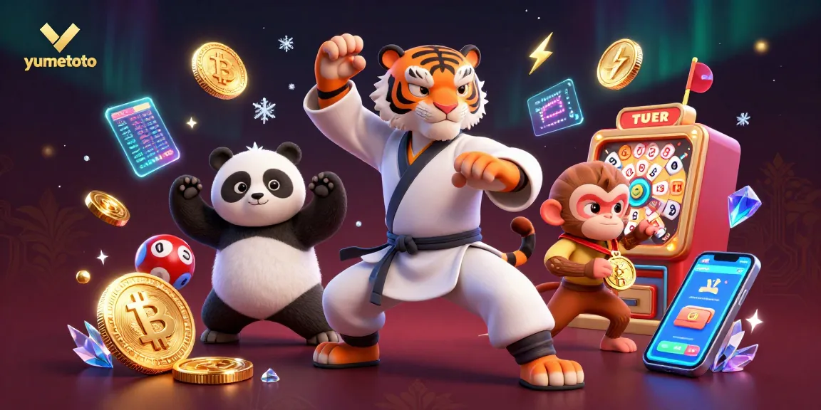 Engage in thrilling lottery adventures with yumetoto as the kung fu tiger leads the way amidst vibrant gaming elements.