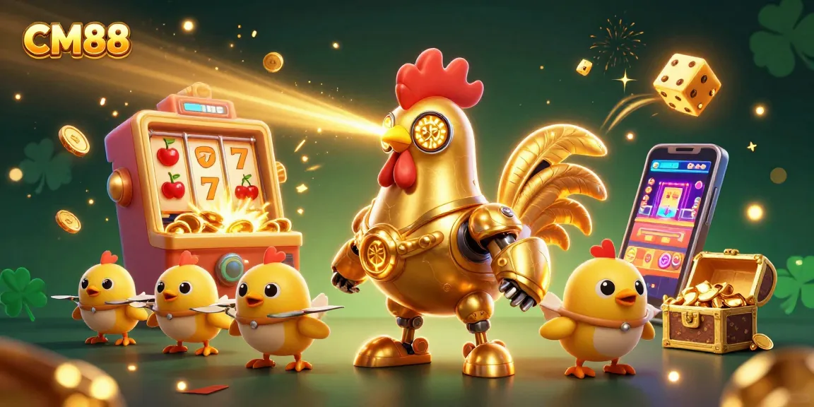 Experience the excitement of CM88 with a vibrant casino illustration showcasing dynamic games and rewards.