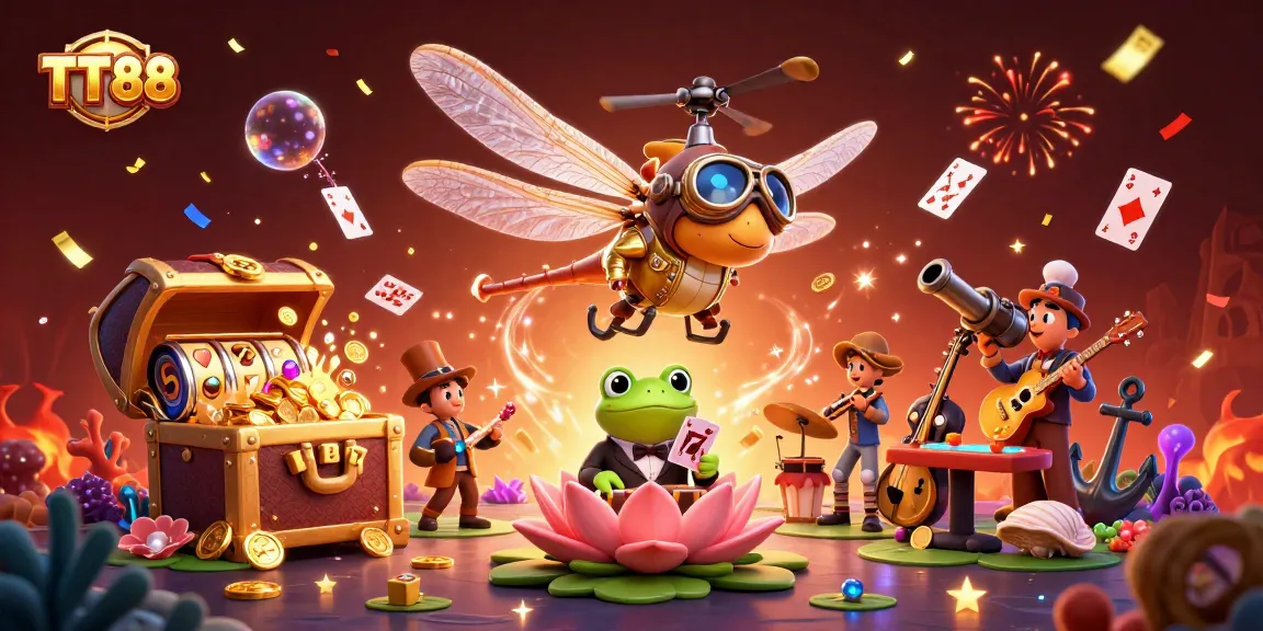 Experience exciting gaming with TT88 at the vibrant lily pad casino featuring dynamic characters and engaging elements.
