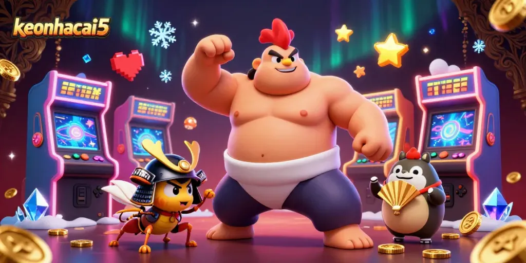 Watch keonhacai5 players engage in lively competition in this vibrant casino scene.