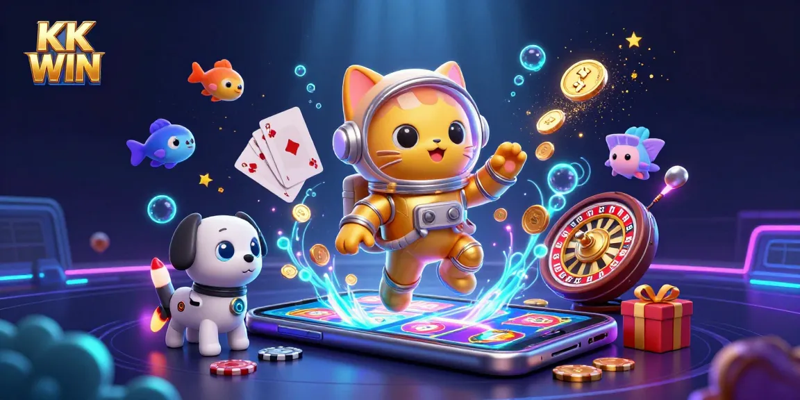 KK WIN engages players with dynamic slot games and virtual rewards in an immersive 3D scene.
