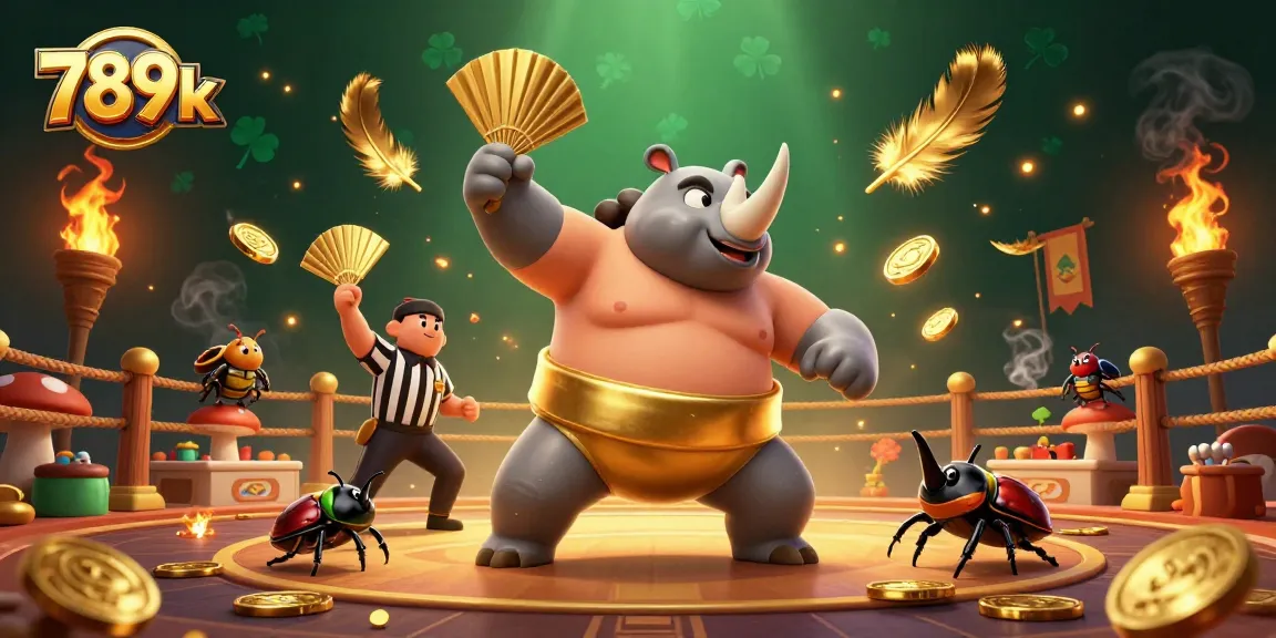 Experience thrilling action at 789k with a sumo champion beetle, sending coins flying!