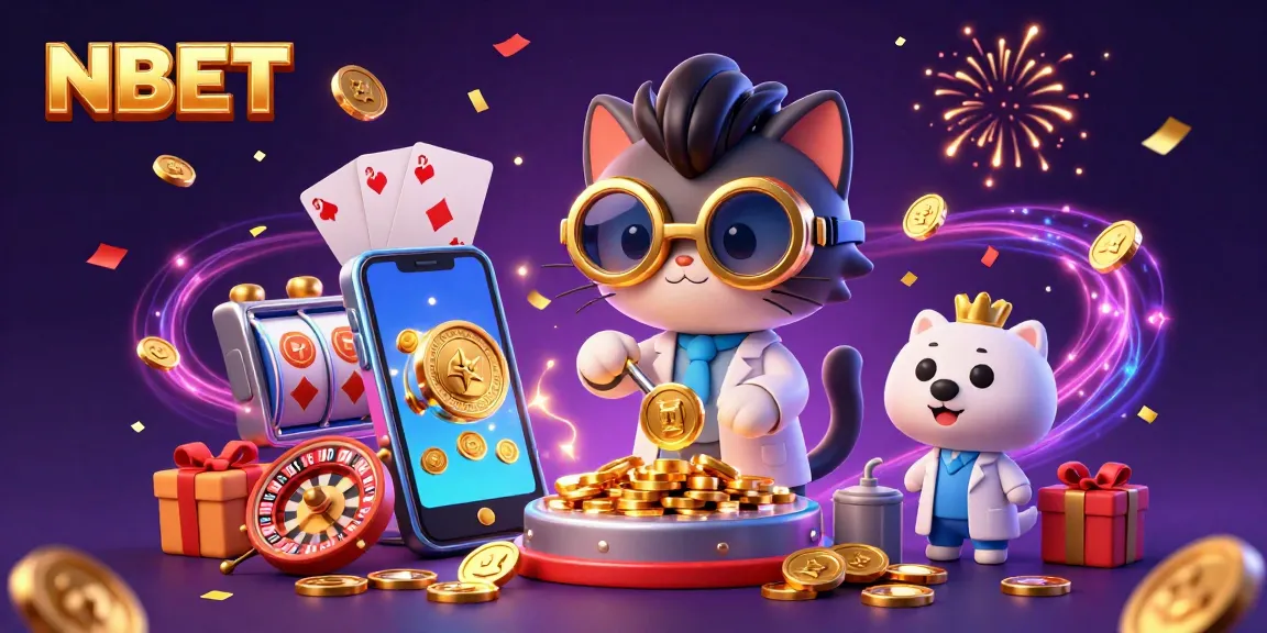 Experience the thrill of NBET with a vibrant 3D illustration of a mad scientist cat creating a gold-coin-replication machine.