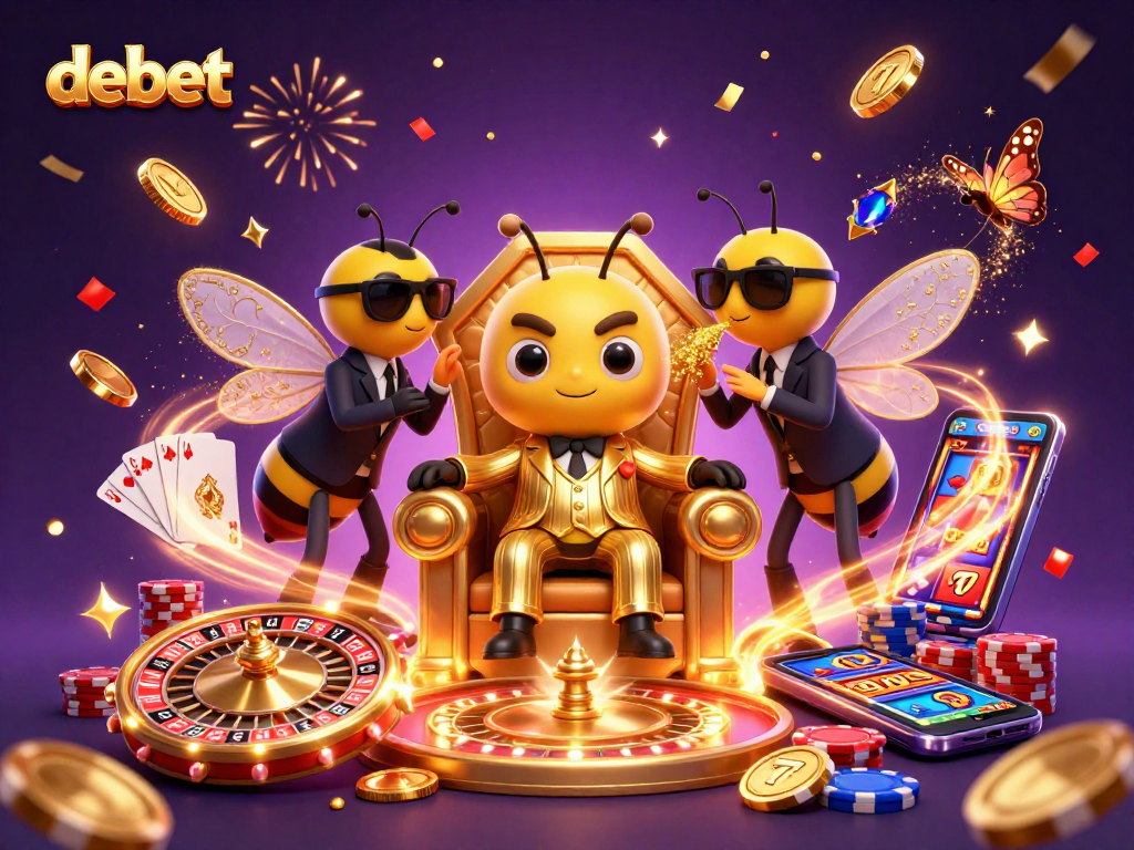 Experience the debet casino adventure with a bumblebee mob boss, dazzling gems, and vibrant roulette action!