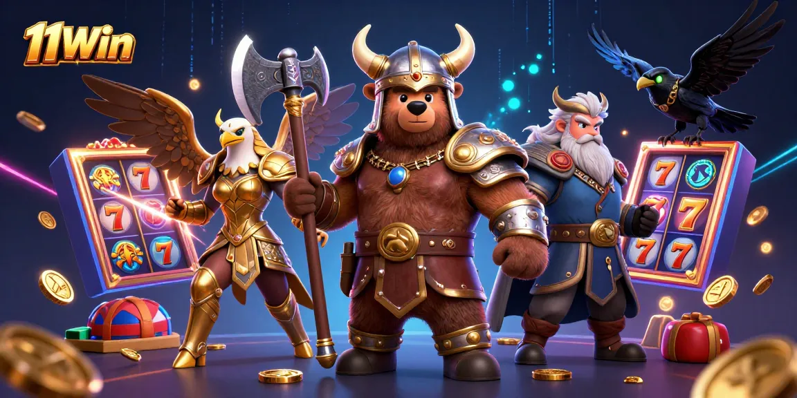 Engage in thrilling slots at 11Win with Viking-themed characters and jackpot elements!