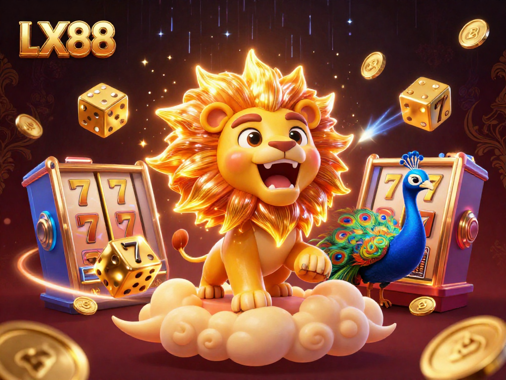 LX88 offers thrilling slot gameplay with dynamic 3D cartoon characters amidst vibrant casino elements.