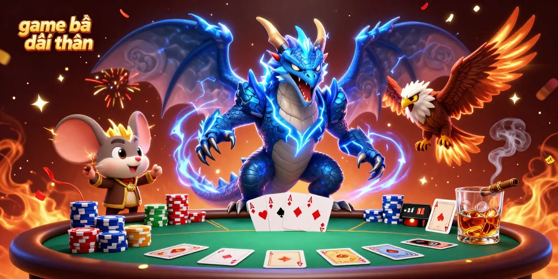 Experience game bài đổi thưởng with thrilling poker scenes featuring vibrant characters and energetic elements.