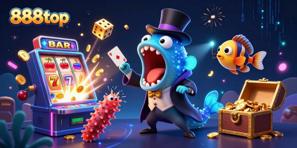 Engage with 888top’s immersive casino world featuring vibrant characters and game elements in action.