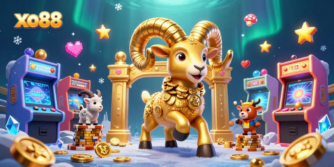 Experience the excitement of xo88 as the golden ram charges through a vibrant casino scene filled with colorful game elements.
