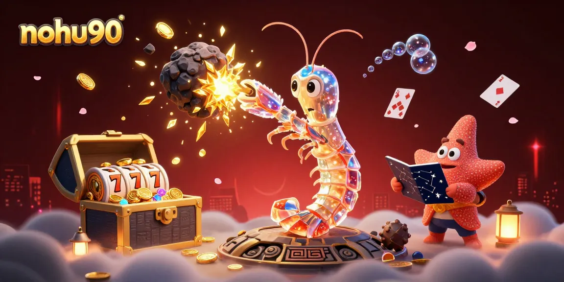 Experience exciting slot action with nohu90, featuring a vibrant underwater scene of winning gems and coins.