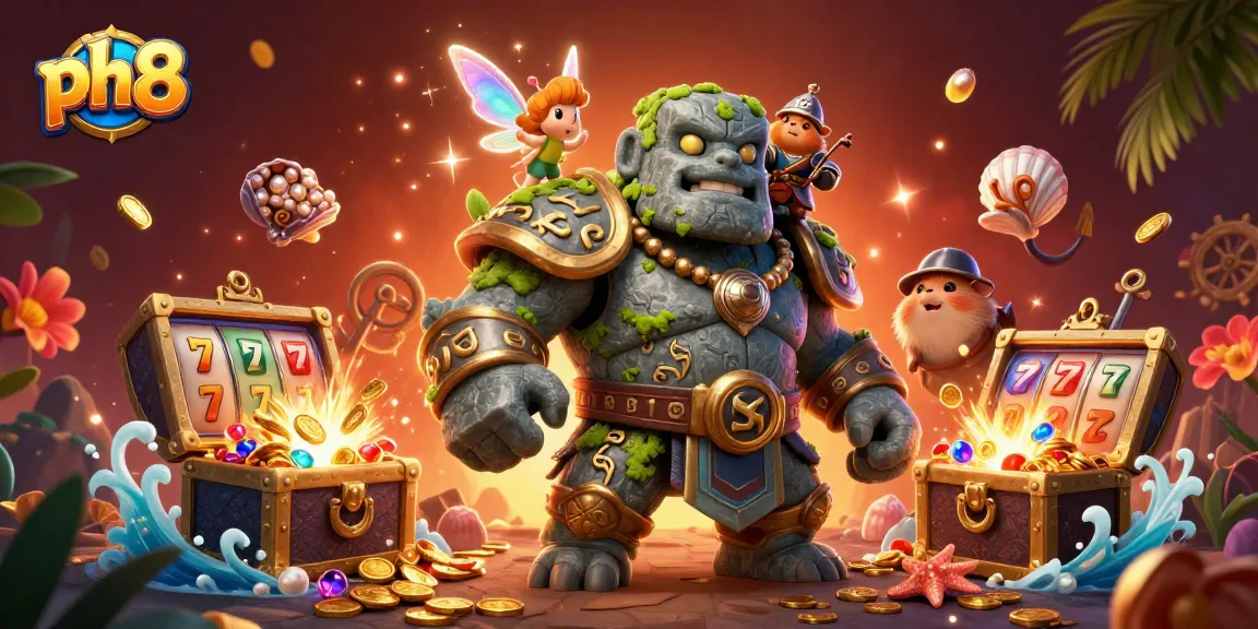 Win big with ph8 at an exciting 3D casino adventure featuring treasure and slot reels