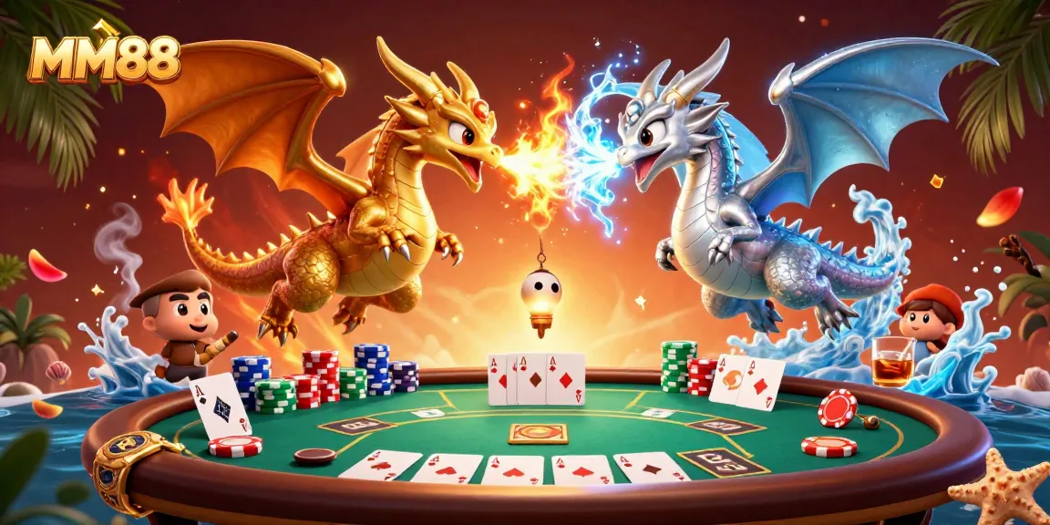 Engage with MM88's thrilling gaming atmosphere featuring dragons and poker elements