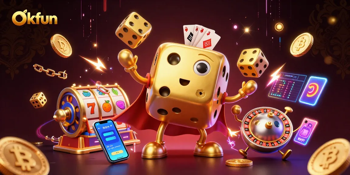 Engage in thrilling slots with okfun as golden dice and jackpot symbols create excitement
