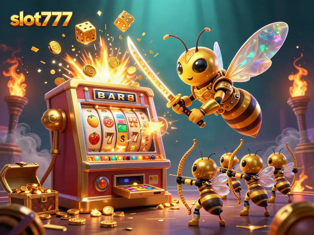 Engage with slot777 and experience a vibrant jackpot explosion in this dynamic gambling illustration.
