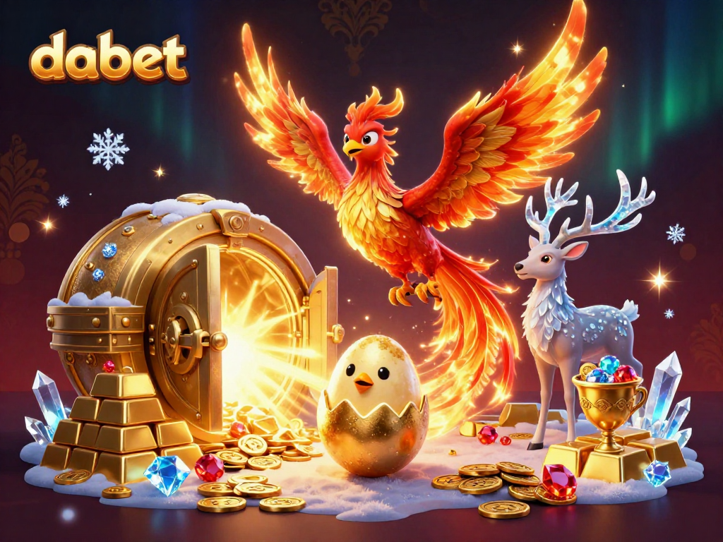 dabet casino illustration showcasing a phoenix and treasures in a vibrant scene