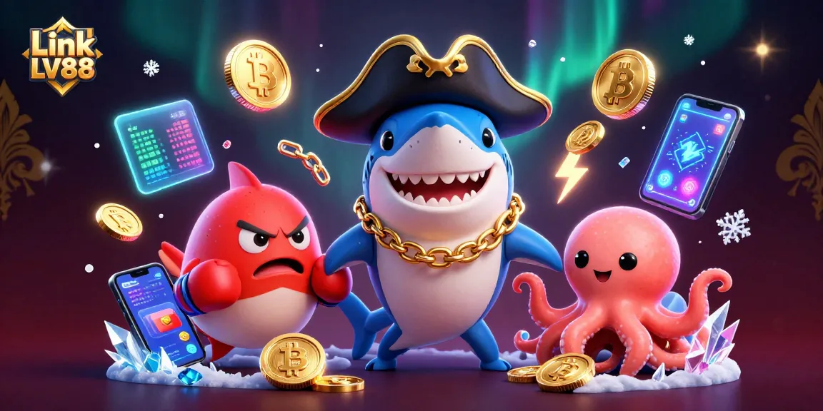 Engage in thrilling gaming with Link LV88, showcasing animated characters in a vibrant casino setting.