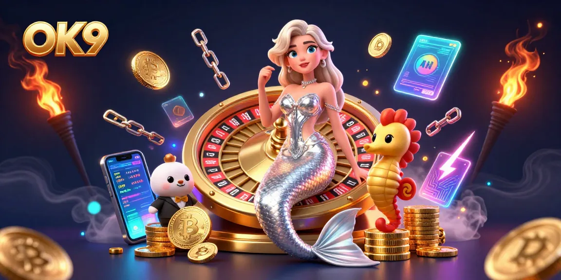 Spin the roulette wheel with OK9, showcasing a glamorous casino scene and vibrant elements.