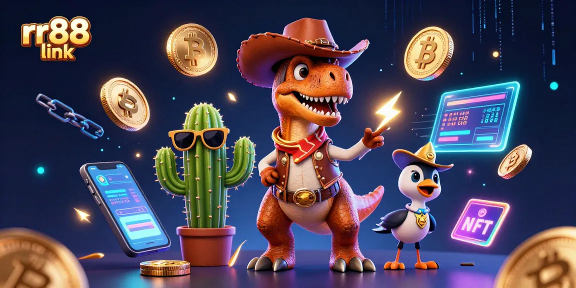 Join the fun at rr88 link with dynamic characters and vibrant casino-themed visuals featuring coins and gaming elements.