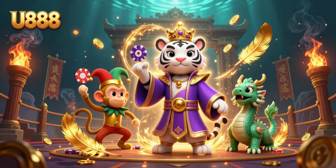 Engage with U888’s vibrant casino atmosphere alongside the majestic characters in this illustration.