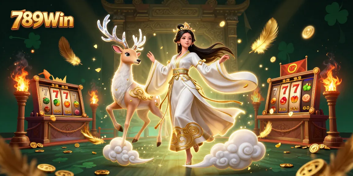 Spin jackpot reels and experience the magic of 789Win in this vibrant casino illustration.
