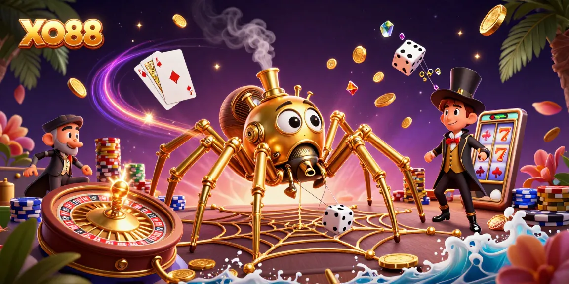 Experience thrilling moments at XO88 casino with steampunk characters amidst dynamic gambling elements