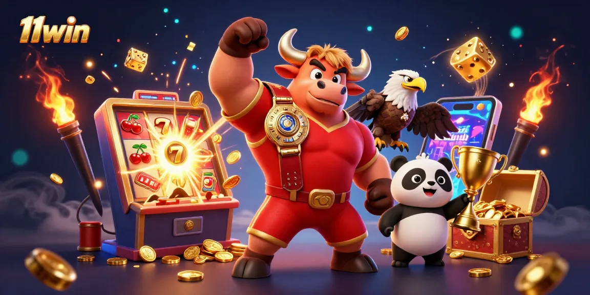 Join the excitement of 11win with vibrant characters celebrating massive jackpots in a dynamic casino scene.