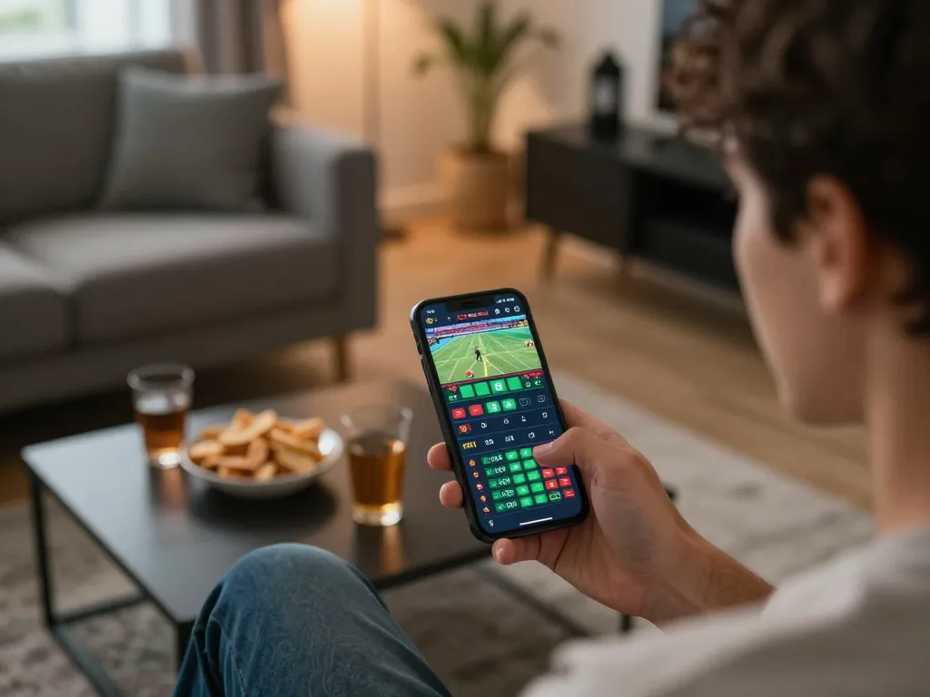 Engaging smartphone sports betting session with cm88 app showcasing live odds and excitement.