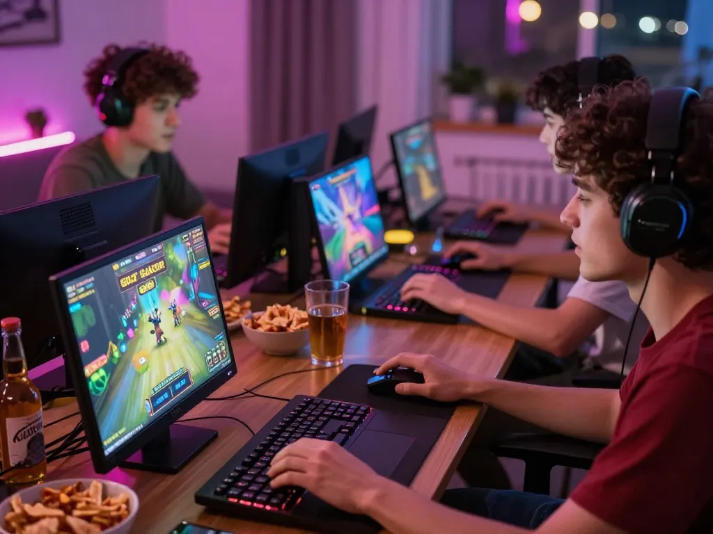 Berkegiatan dalam permainan Slot Gacor sambil menikmati malam permainan di rumah dengan grafik yang cerah dan camilan
