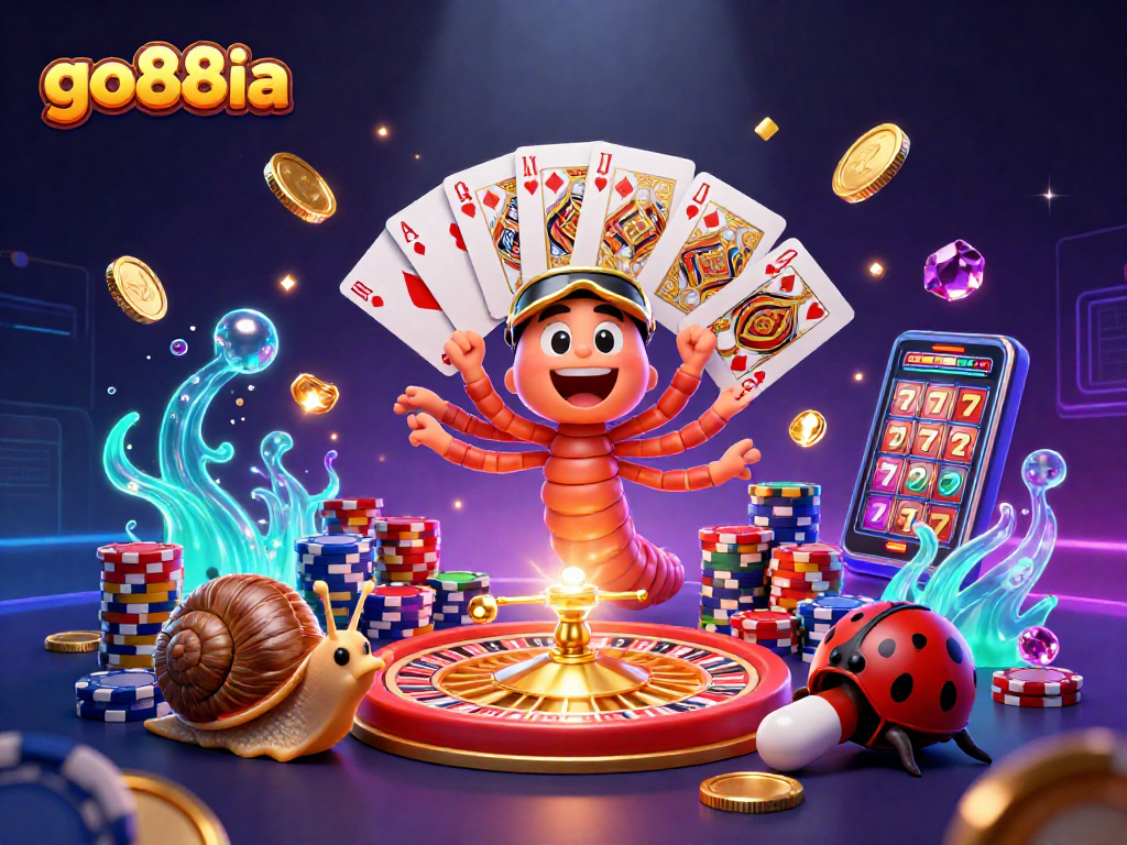 Join the action at go88ia with a dynamic casino scene featuring vibrant characters and exciting gameplay elements.